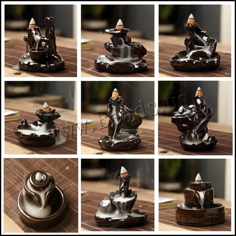 

Different Styles Porcelain Backflow Waterfall Smoke Incense Burner Ceramic Censer Incense Cone Sticks Holder Home Decoration