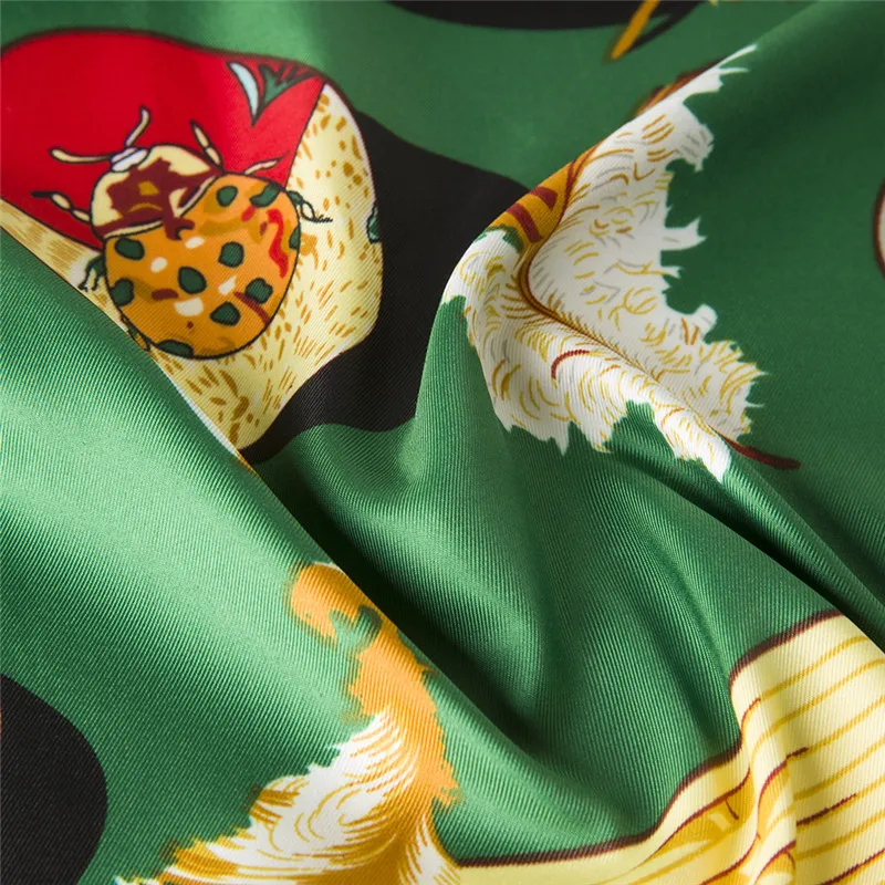 Бренд Бандана шаль саржа Шелковый шарф цыпленок карета платок с принтом 130 см квадратные шарфы Женская повязка для головы хиджаб шарф