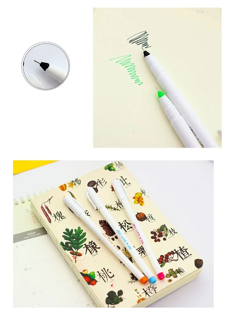 8 color Jell line gel pen set Star cap 0.4mm ballpoint liner ink pens drawing art Stationery Office School supplies FB982