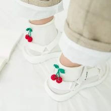 UNIKIWI. Шикарные женские милые кроше ручной работы фруктовые носки с вишней. Повседневные женские хлопковые короткие носки ярких цветов. 10 цветов