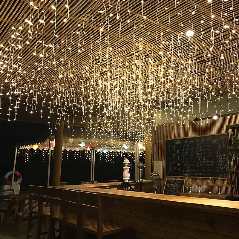 Jsex Levou Cortina Sincelo Seqüência de Luz Luzes de Iluminação do Feriado de Natal Negócio Faily Guirlanda 220v Interior ao ar Livre Casa Decoração 5 Cheap Fios de LED