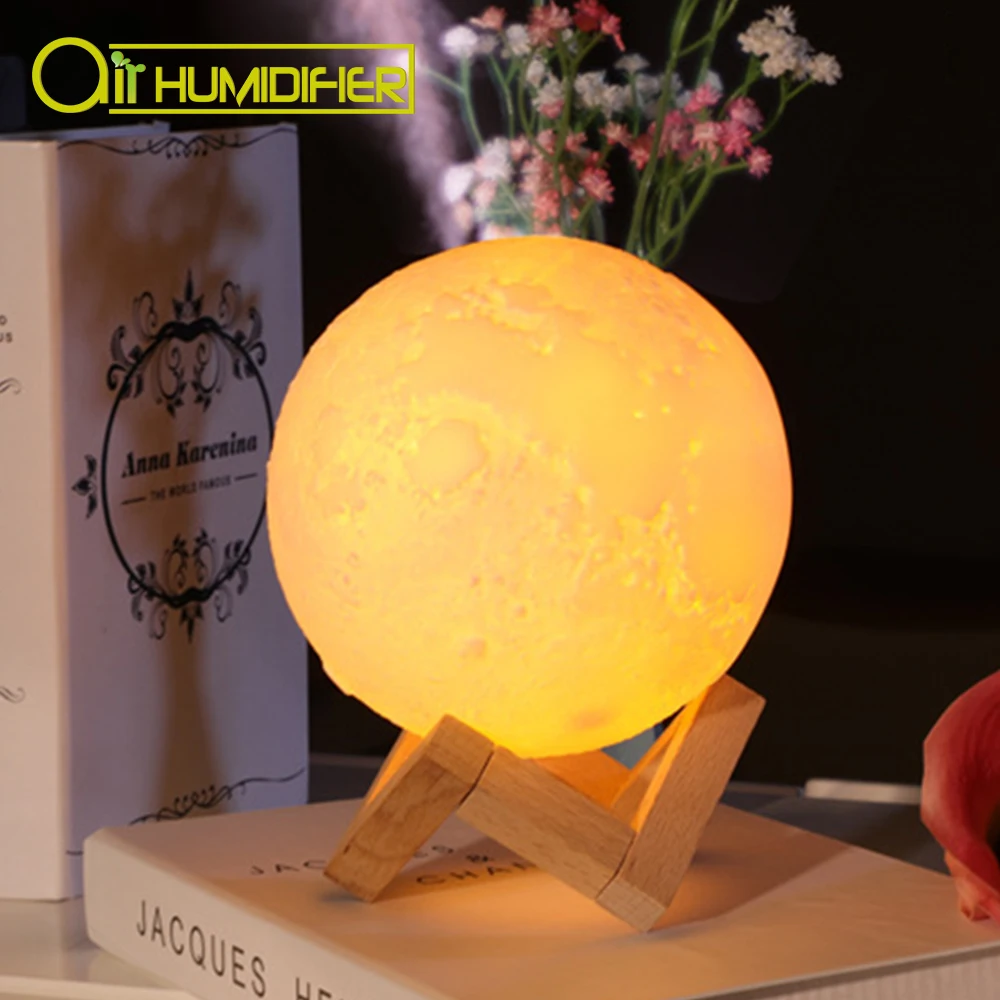 

880ml Air Humidifier 3D Moon Lamp Light Diffuser Aroma Essential Oil USB Ultrasonic Humidificador Night Cool Mist Purifier