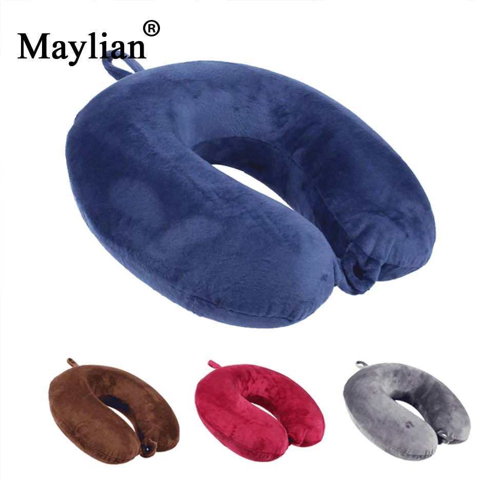 U-образные мягкие медленные подушки для шеи из пены с эффектом памяти, подушка для путешествий, однотонный шейный затылочный медицинский постельные принадлежности P139