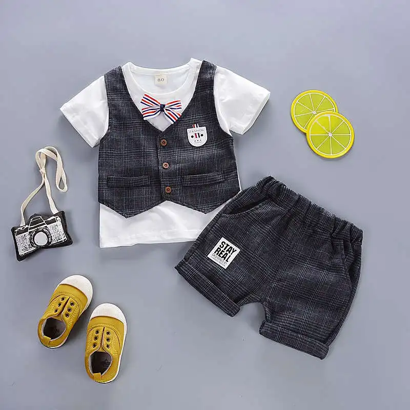 

Summer Children's Clothing Baby Boys Vest Three-Piece Children's Short-Sleeved + Vest + Shorts Clothing Set Fashion Newborn Clot