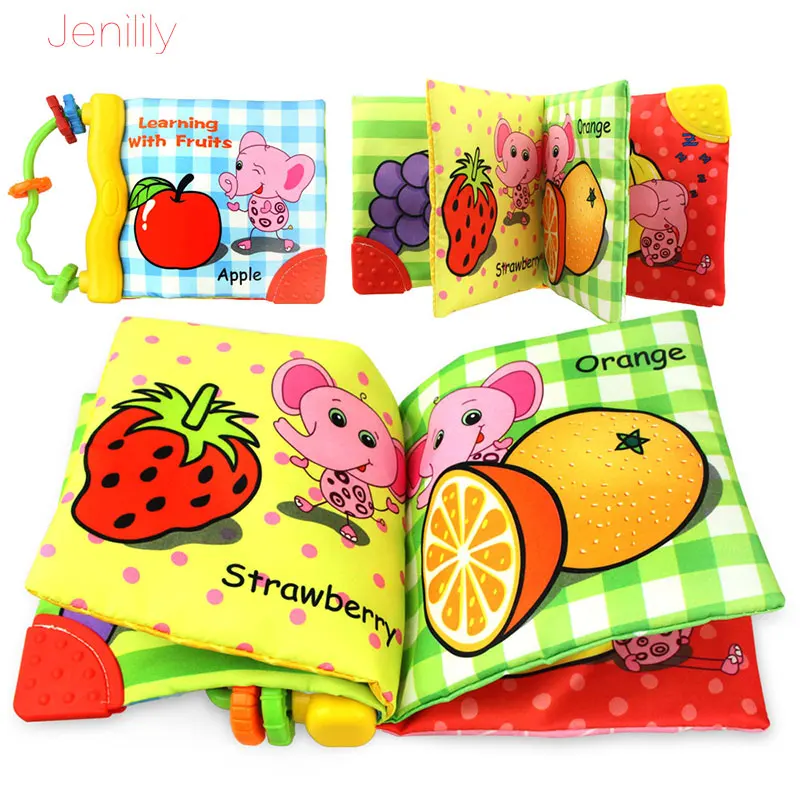 

1Pcs Colorful Fruit Themed Soft Cloth Book Baby Toys Rustle Sound Infant Toys 0-36 months kids Early Educational Rattle Gift