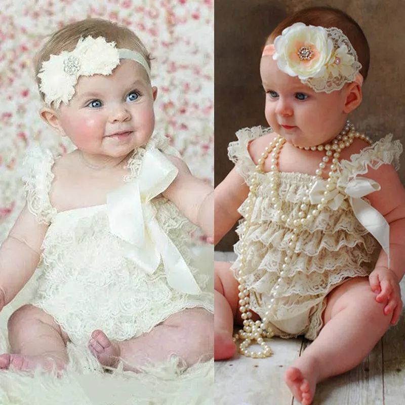 

Lace Rose Flower Baby Girls Romper Jumpsuit Newborn Infant Clothing Baby Pajamas Costume Birthday Cake Smash Outfit Clothing