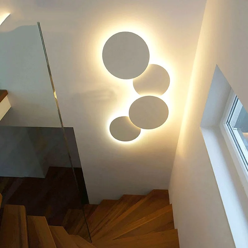 

Nordic Creative Solar Eclipse Wall Lamp Art Staircase Corridor Wall Lights Bedroom Bedside Wall Round LED Sconce Vintage Wall