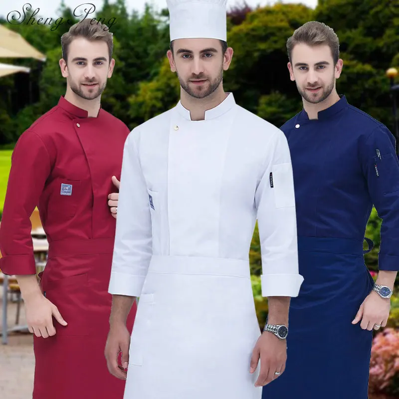 

New design hotel restaurant chef jacket white retro food service cook clothes long sleeve chef uniform CC352