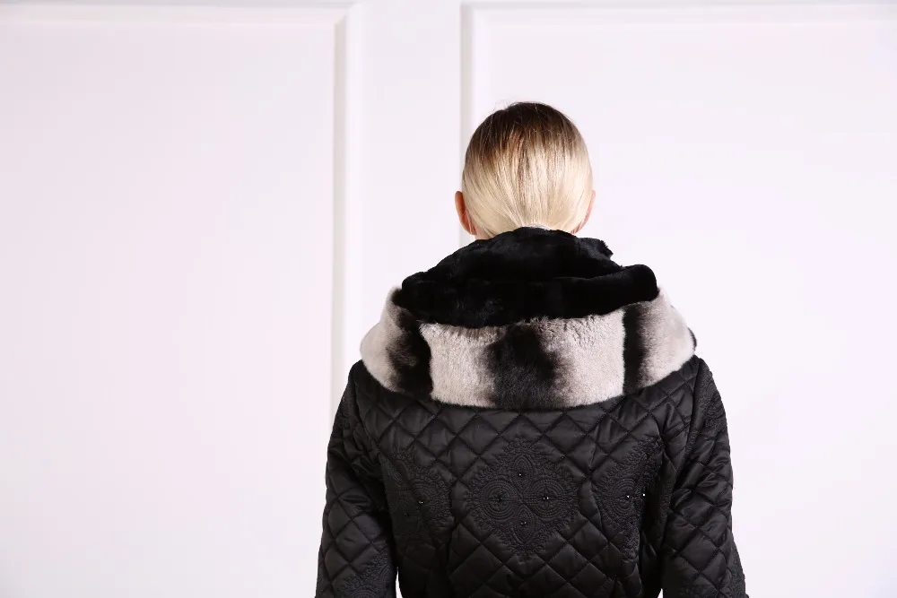 Женское зимнее теплое пальто AZZIMIA, новинка, высокое качество, женское теплое пальто с большим кроликом Рекса, плюс размер 4XL
