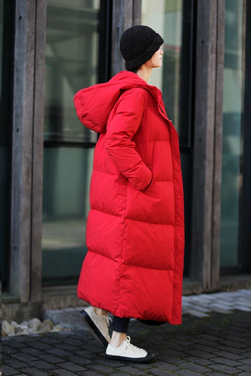 LinenAll, женский зимний пуховик, лен+ хлопок, красный, с капюшоном, на молнии, теплый, классический, утолщенный, пуховик, верхняя одежда для женщин, yijiu