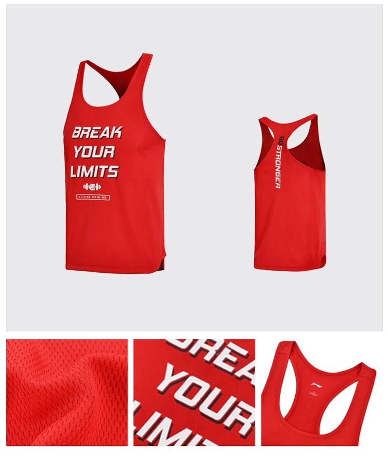 Li-Ning мужской тренировочный жилет, свободная футболка без рукавов, полиэстер, подкладка, дышащие спортивные топы AVSN023 MBS067
