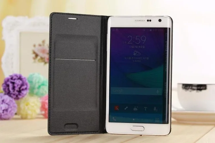Slim Leather Wallet Case Flip Back Cover Battery Housing Carrying Bag With Card Holder Mask For Samsung Galaxy Note Edge N9150 kawaii samsung cases
