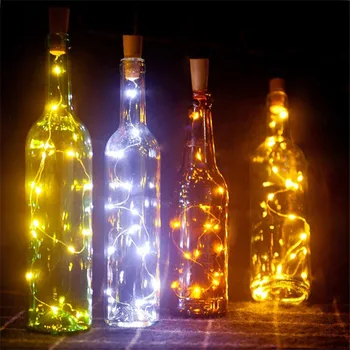 

10pcs Cork Shaped Bottle Stopper Light Star Garland Wine LED Copper Wire Beaded String Lights For Xmas Wedding Party Supplies