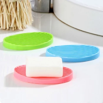 

1pcs candy color silicone Home travel Soap Dishes soap holder soap box with Cover bathroom set Soap Dish 4 color
