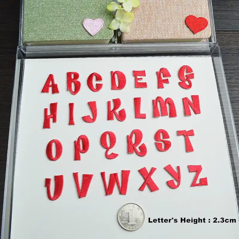 26 Blue 3D English Alphabet Embroidered Patches For Clothes Bag Iron On