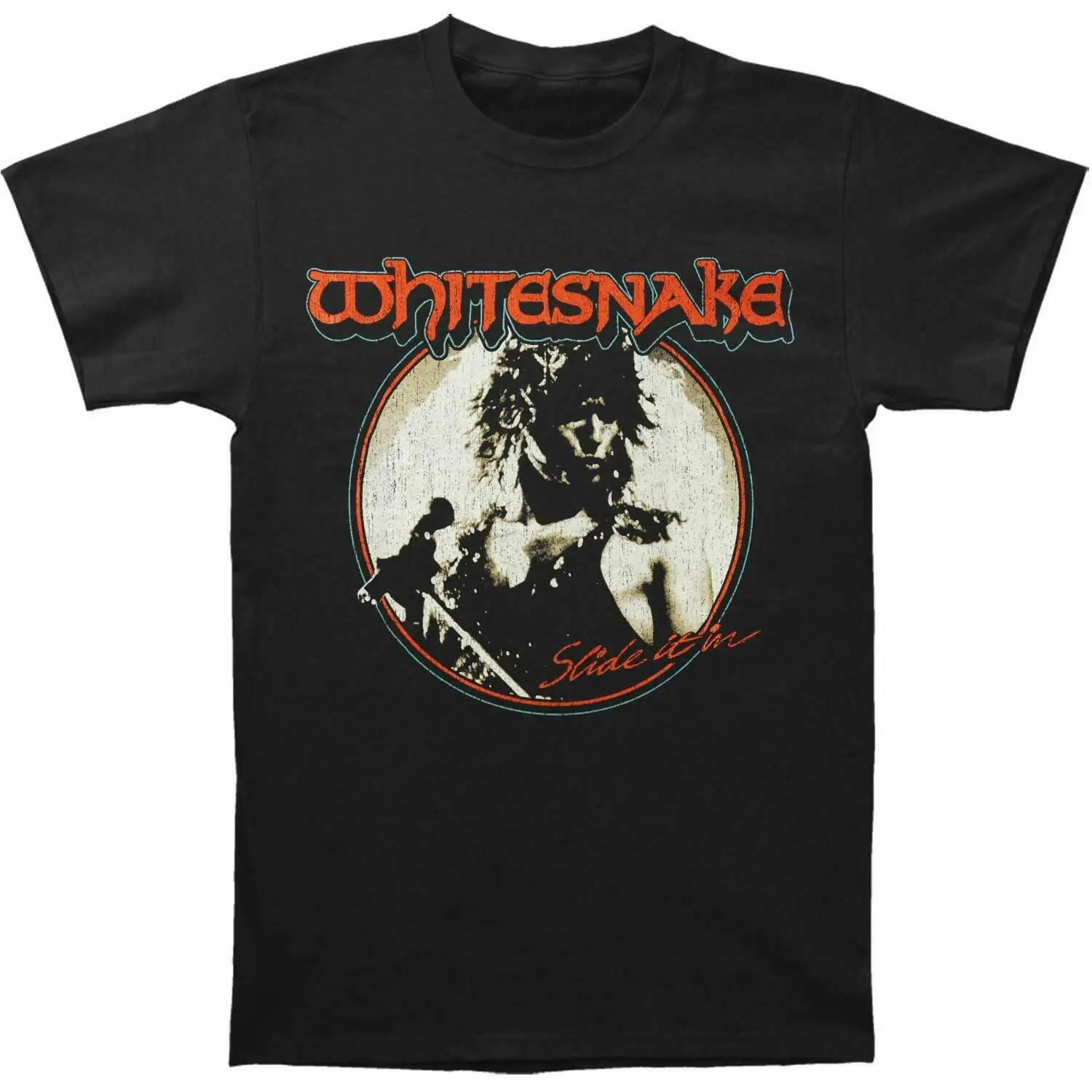 Аутентичная футболка с логотипом WHITESNAKE Band Slide It In S M L XL 2XL Новинка | Мужская одежда