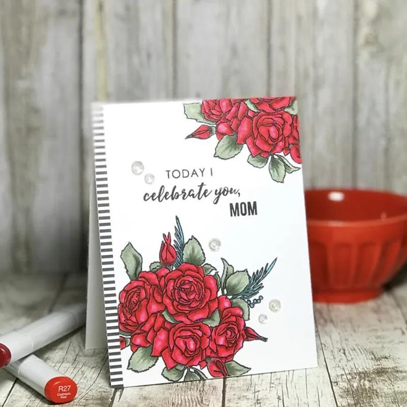 

Roses Flowers Clear Silicone Stamp for Scrapbooking DIY Photo Album Card Making Decorative Crafts 6x8 inch New 2019