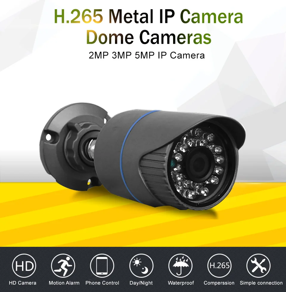 H.265 уличная ip-камера 5MP 3MP 2MP дополнительно Обнаружение движения Мобильный Мониторинг электронной почты оповещение камера onvif CCTV безопасности