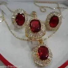 Изысканные ювелирные изделия, новая мода, кубический цирконий, модный% красный кристалл, ожерелье, подвеска, серьги, кольцо, ювелирные наборы+ Цепочка