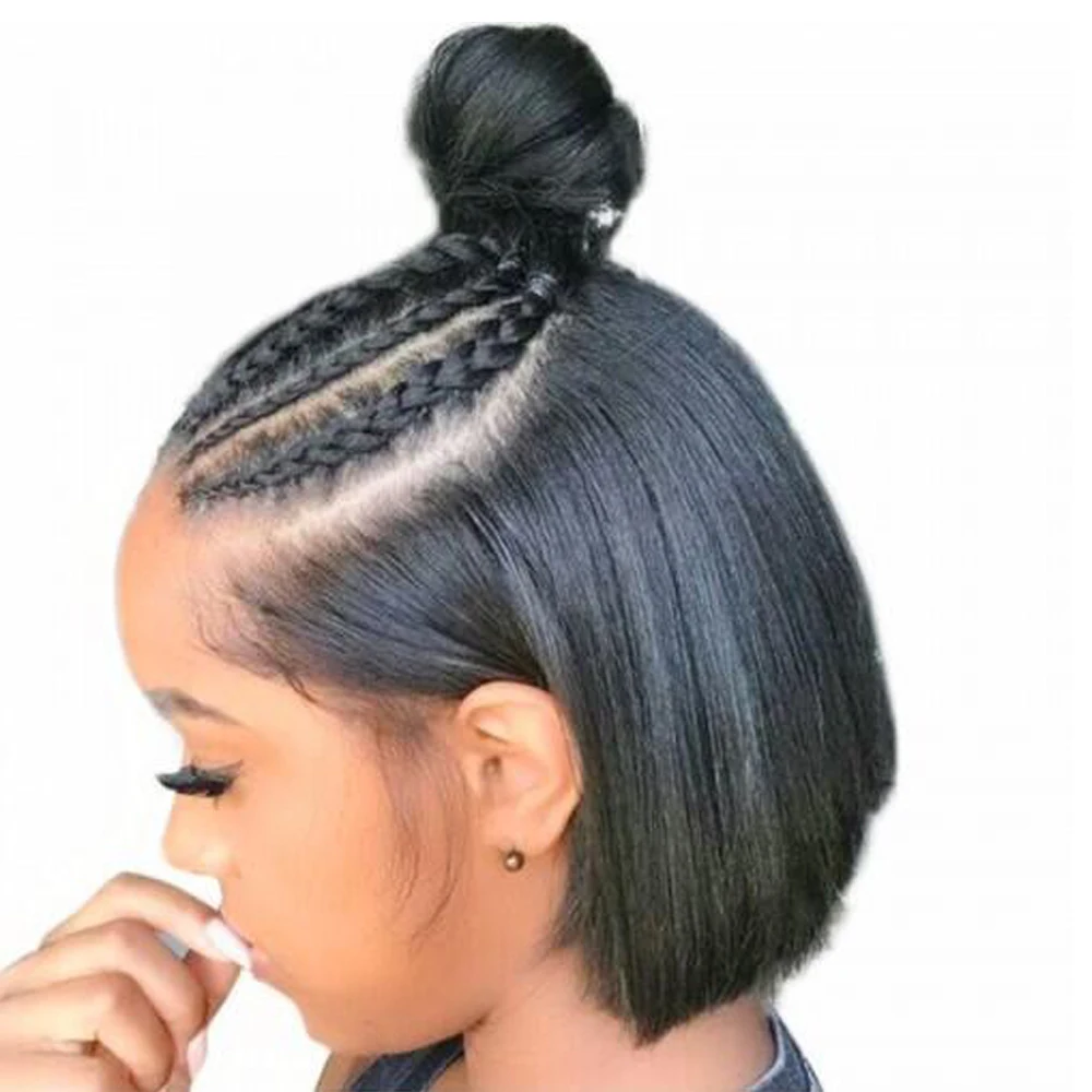 

Sapphire Short Lace Front Human Hair Wigs Brazilian Human Hair Bob Wig Pre Plucked Hairline Bleached Knots Middle Part Lace Wigs