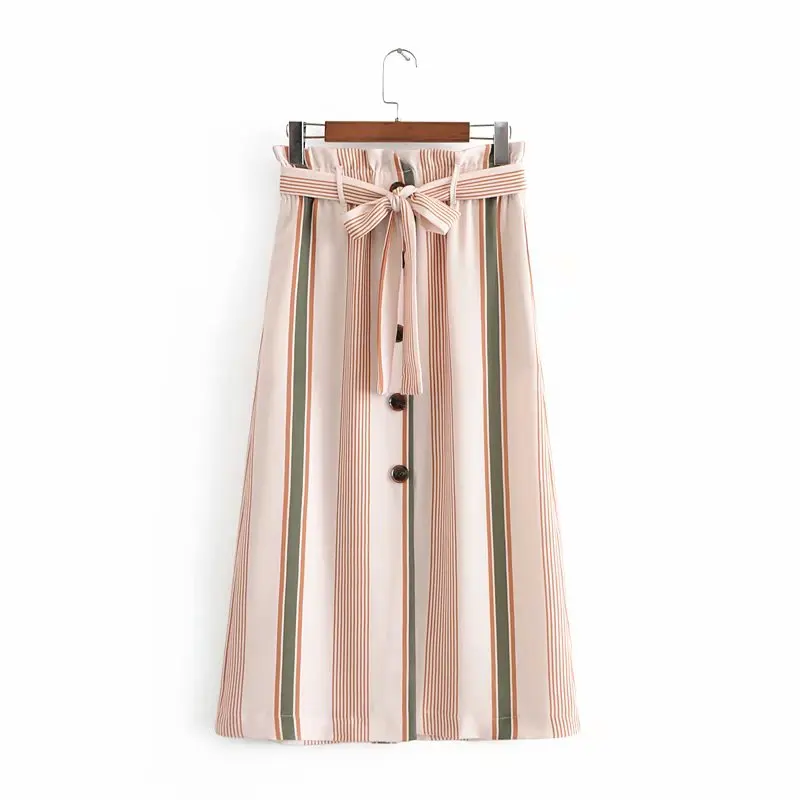 Fashion Summer Striped Skirts Women Mid-Calf Casual A-Line Long High Waist Ladies Skirt Female Pleated Beach Skirts with Tape Fashion Summer Striped Skirts Women Mid-Calf Casual A-Line Long High Waist Ladies Skirt Female Pleated Beach Skirts with Tape