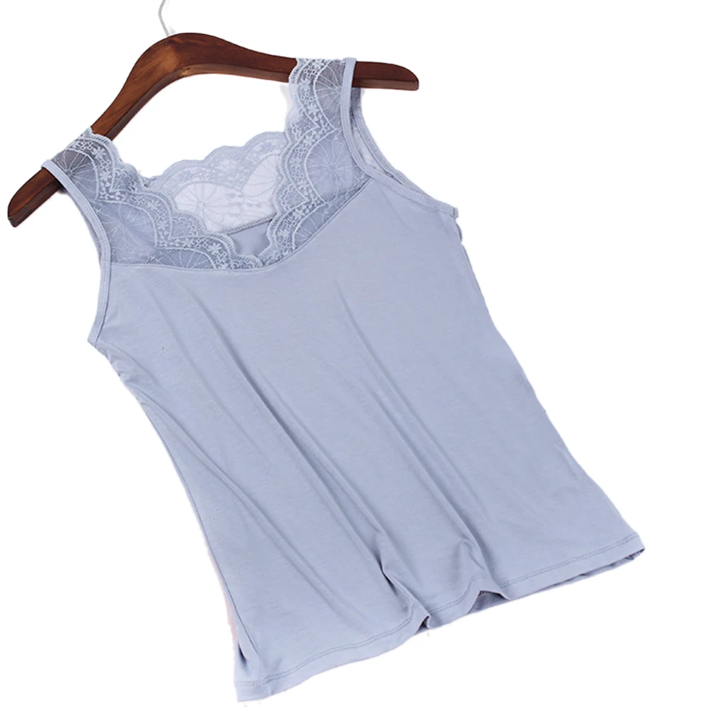 

Summer Women Sleeveless V-neck Tank Tops Modal Cotton Sleeveless Lace Female Thin Both Sides Wear Sexy Sling Vest Top Plus Size