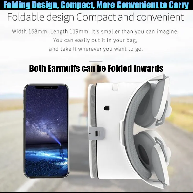 BOBO VR Z6 Wireless 3D Glasses Virtual Reality Box Google Cardboard Stereo Mic Headset Helmet for 4.7-6.5" Smartphone+Joystick