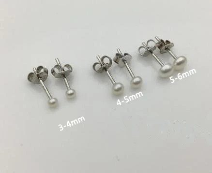 Серьги из настоящего жемчуга, одна пара, крошечные, 3 мм, 4 мм, 5 мм, белые серьги из пресноводного жемчуга, 925 пробы серебряные серьги-гвоздики, подарок для маленькой девочки