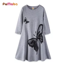 PaMaBa/4 цвета; весеннее свободное платье для маленьких девочек с круглым вырезом и рукавом три четверти; Детский Повседневный халат с принтом бабочки; мягкая шелковистая детская одежда