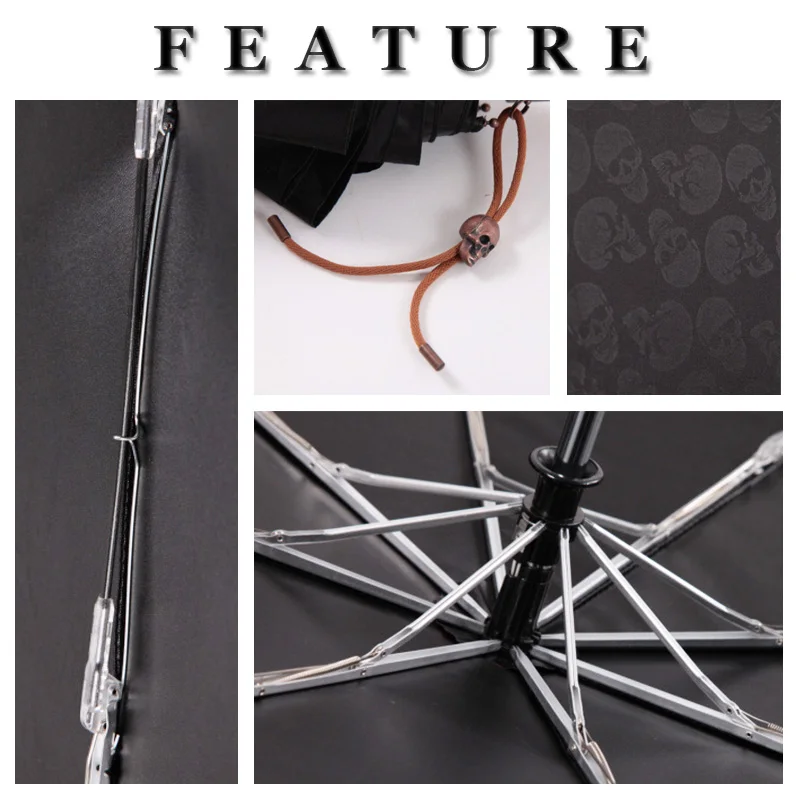 Skup Kreatywny czaszka uchwyt duży parasol mężczyźni automatyczny 3 składany Punk Retro parasol deszcz kobiety wysokiej jakości parasolka z nadrukiem na prezenty