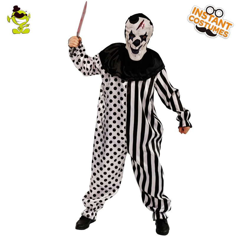 Мужской костюм клоуна для взрослых; нарядное платье на Хэллоуин; вечерние костюмы для косплея Пурима; вечерние костюмы Killer Colwn