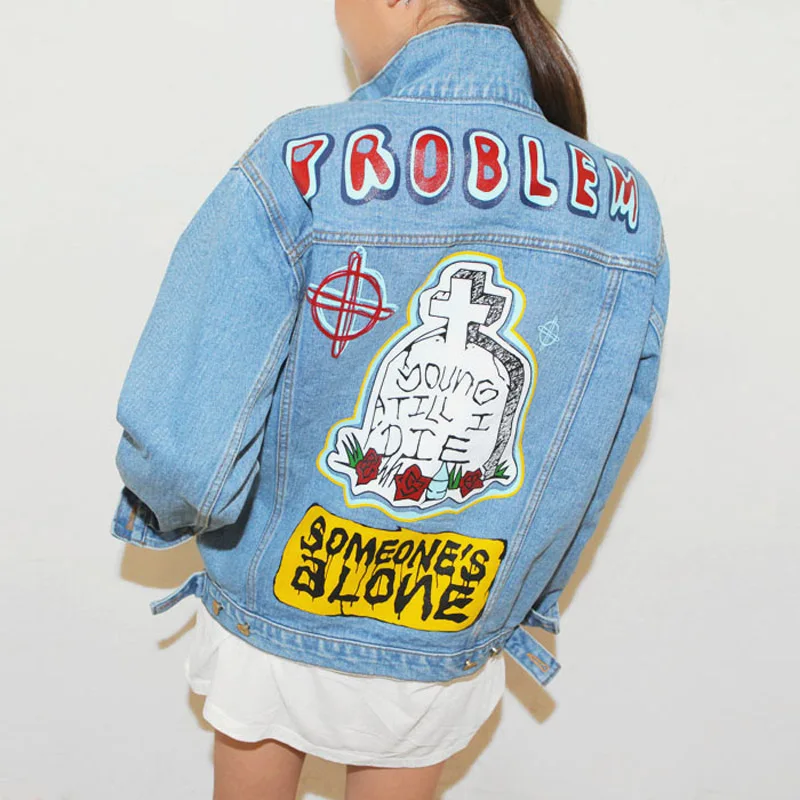 printed jean jacket