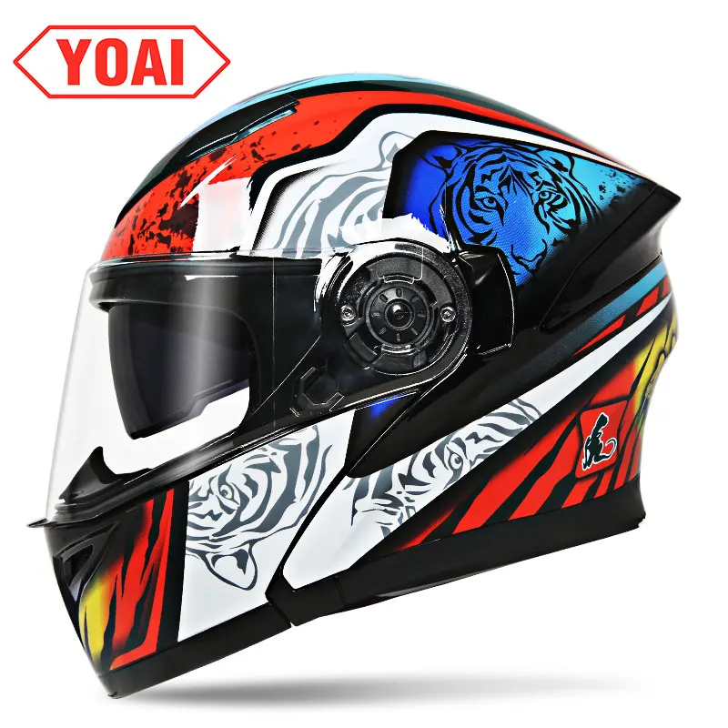 YOAI moto rcycle шлем двойной vsior анфас мото шлемы Filp Up Casco Racing Capacete с внутренним солнцезащитным козырьком