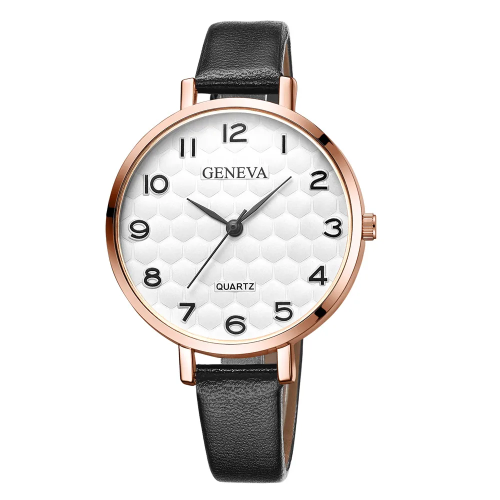 

New Fashion Geneva Watch Women Classic Large Dial Digital Watch Clock Fine Leather Belt Ladies Quartz WristWatch Montre Femme #A