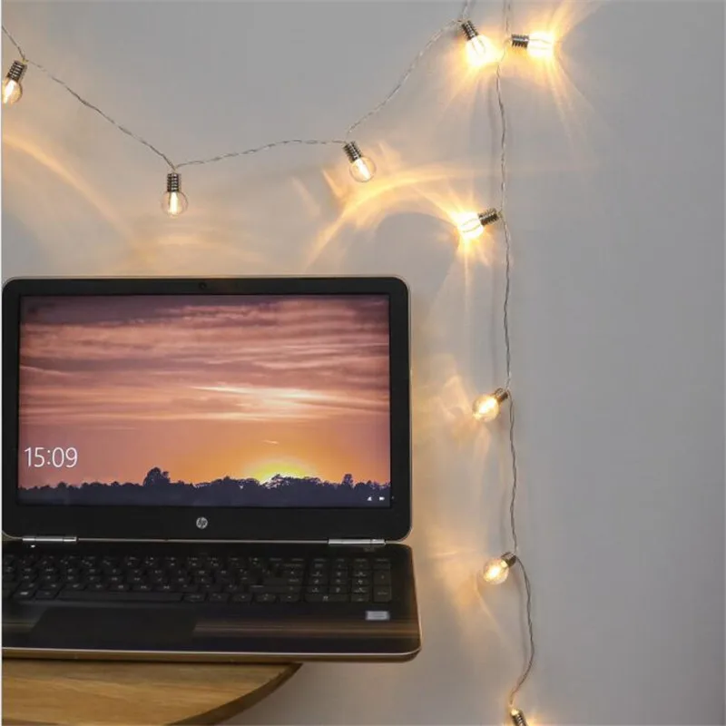 3.0M 20 Led Wedding String Fairy Light Christmas LED Globe Festoon Bulb Led Fairy String Light Outdoor Party Garden Garland Lamp