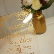 10 шт. персонализированные свадебные услуги приглашения на день рождения карты акриловые визитки на заказ Элегантные золотые буквы