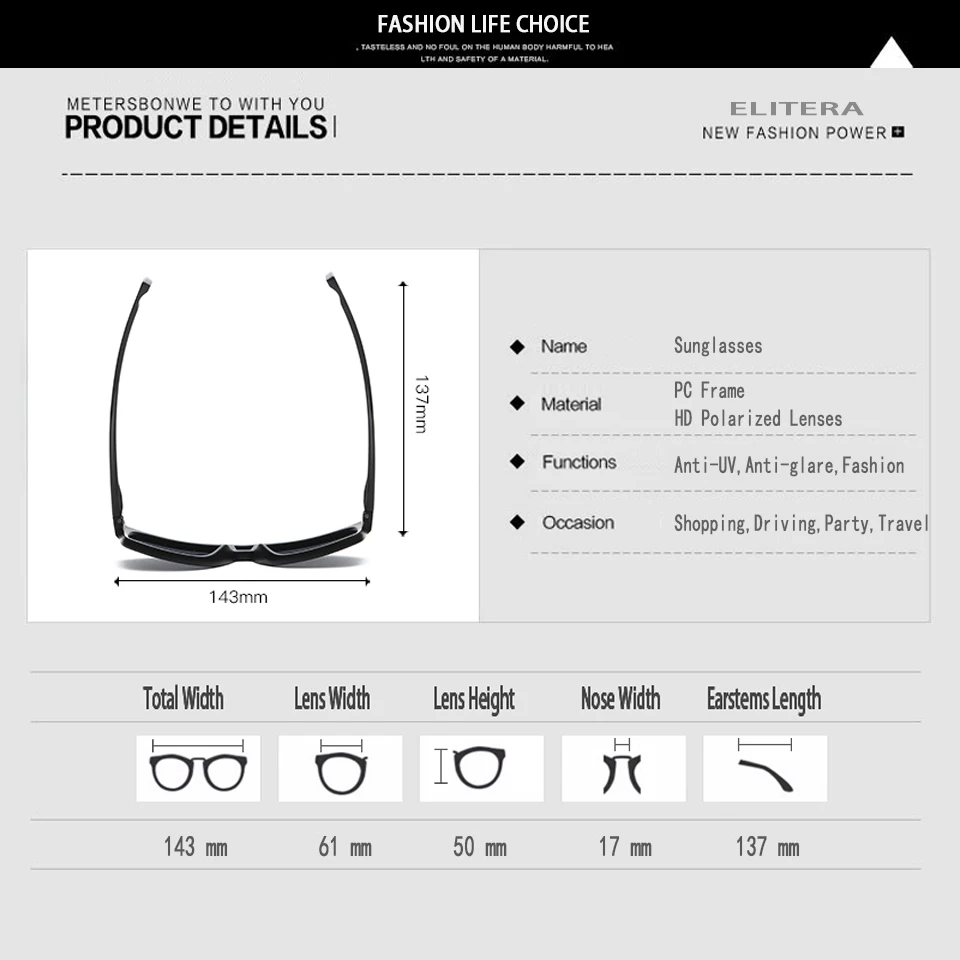 ELITERA брендовые Модные солнцезащитные очки унисекс с поляризованным покрытием зеркальные Мужские солнцезащитные очки для вождения очки для мужчин/женщин