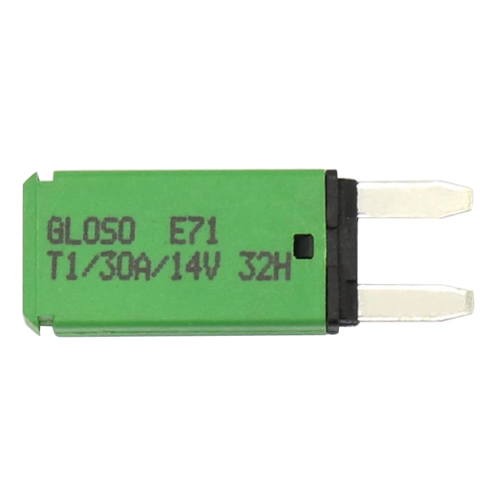 30A 14V DC Car Vehicle Mini Blade Fuse Circuit Breaker Resettable Green F444