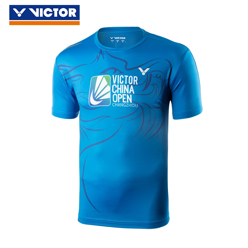 Новинка Victor, мужские футболки для бадминтона, полиэстер, быстросохнущая Спортивная одежда для Китая, открытая одежда, Джерси, 80080