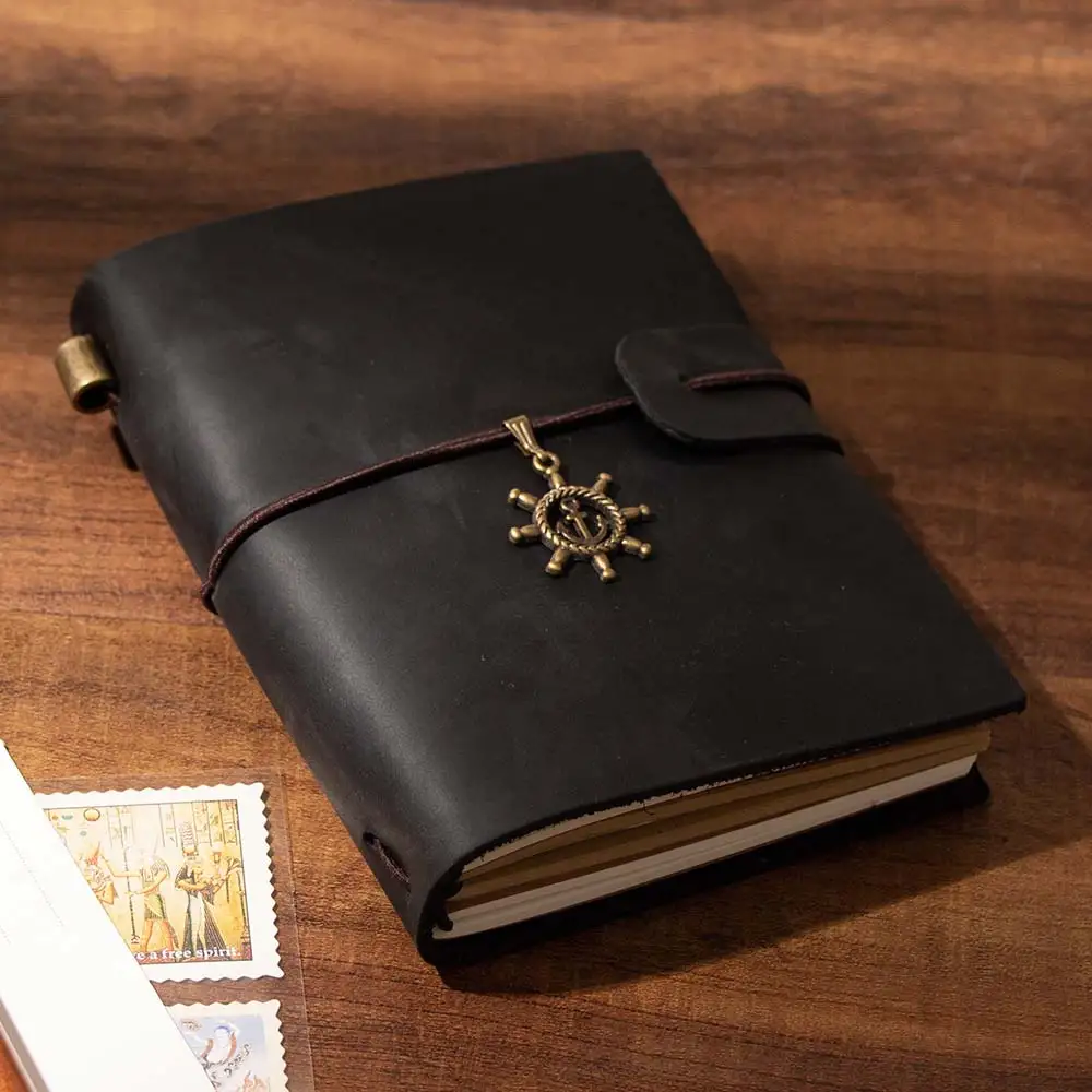 

genuine Leather Writing Journal Notebook Refillable Pocket tn Vintage soft cover Travel Diary black navigation Traveler notebook