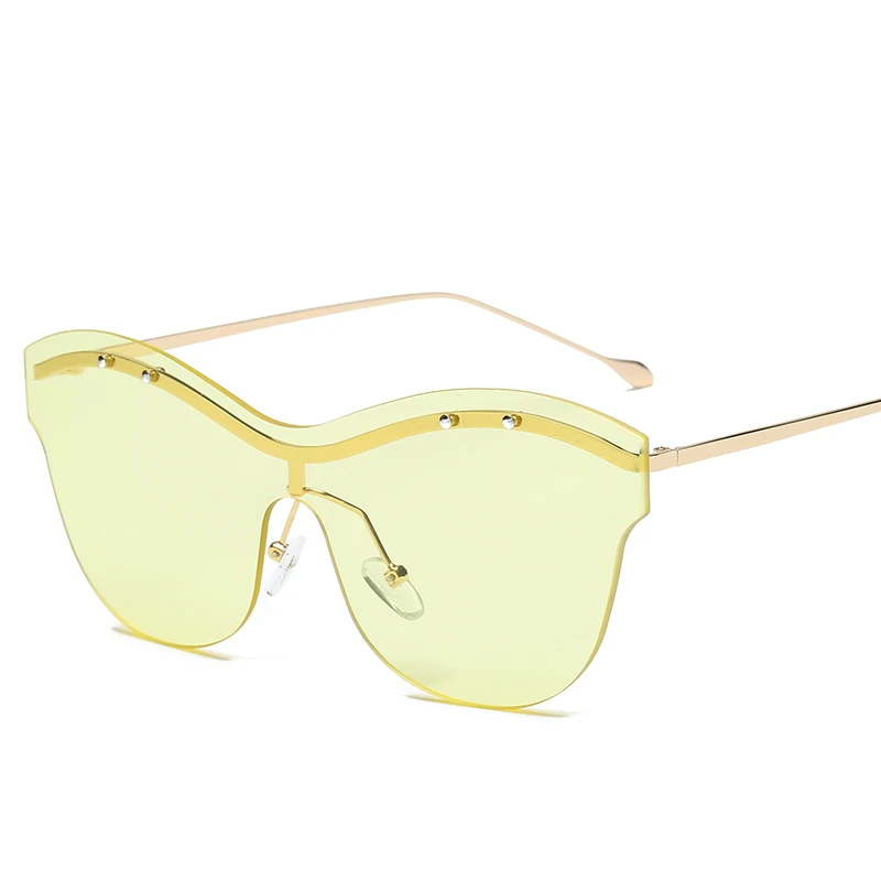 Мода площади сплава горошек декоративный очки Для женщин Цвет солнцезащитные очки - Цвет оправы: yellow