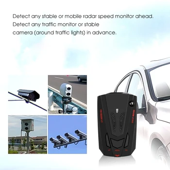 

Black V7 Car Radar Detector English Russian Auto 360 Degree Vehicle Speed Voice Alert Alarm Warning 16 Band Led Display