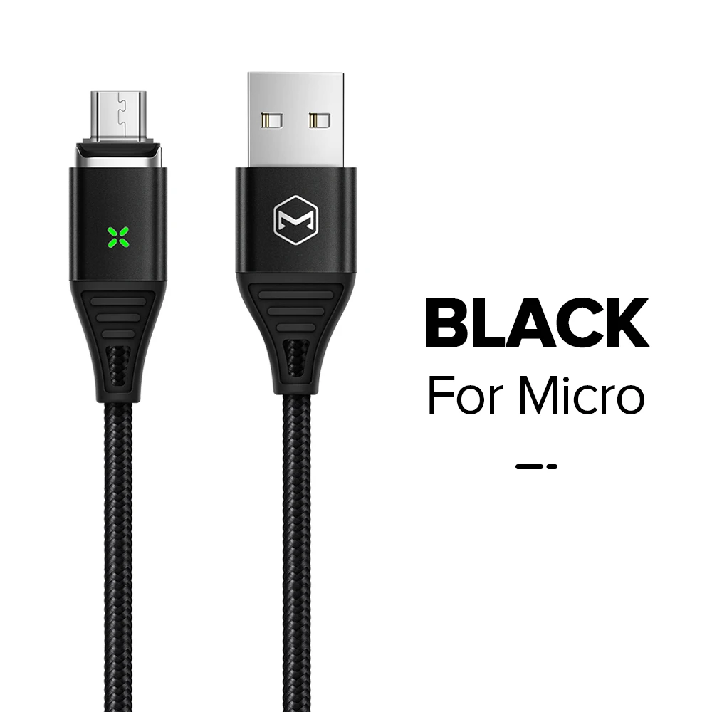 MCDODO Магнитный кабель 3A для быстрой зарядки iPhone XS X samsung зарядное устройство Quick Charge 3,0 Micro usb type C Магнитный шнур для передачи данных - Цвет: For Micro Black