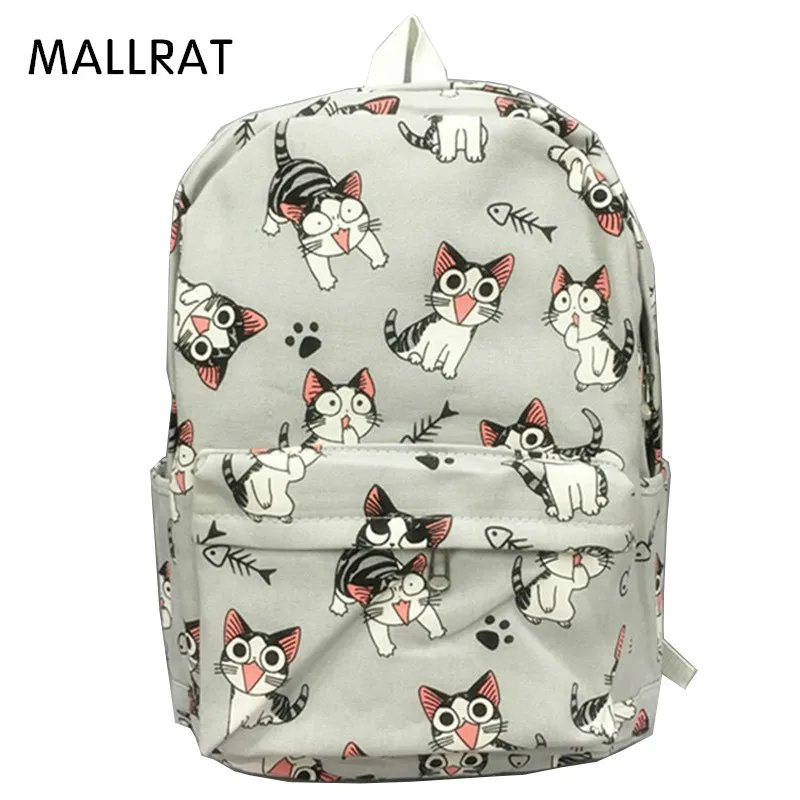 MALLRAT Cats Printing Backpacks Canvas School Bags For Teenagers Girls ...