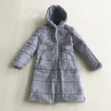 Пальто с капюшоном и натуральным мехом, длинное пальто с натуральным кроличьим мехом, большие размеры, с фабрики, настоящая цена, зимнее пальто, wsr674
