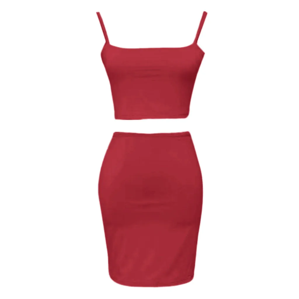 KANCOOLD/комплект, женский летний сексуальный комплект из двух предметов, укороченный топ и юбка, приталенное облегающее платье, костюм, Модный женский комплект 2019FEB5