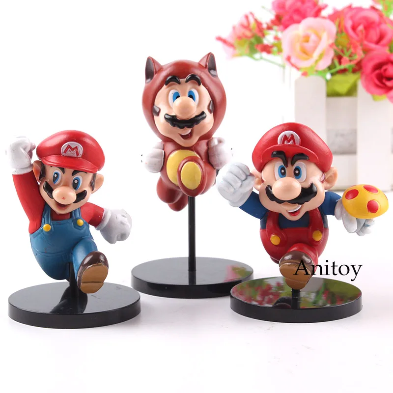 New Super Mario Bros Wii Mario Figure Toy PVC MEDICOM TOY Ultra Detail Figure Action Collection Model Toys for Boys 3pcs/set