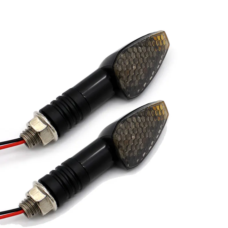 Nuoxintr 1 Pair Universal Motorcycle Turn Signal Lights LED Triangle Sequential Turn Signals Indicators for Honda Kawasaki Yamaha
