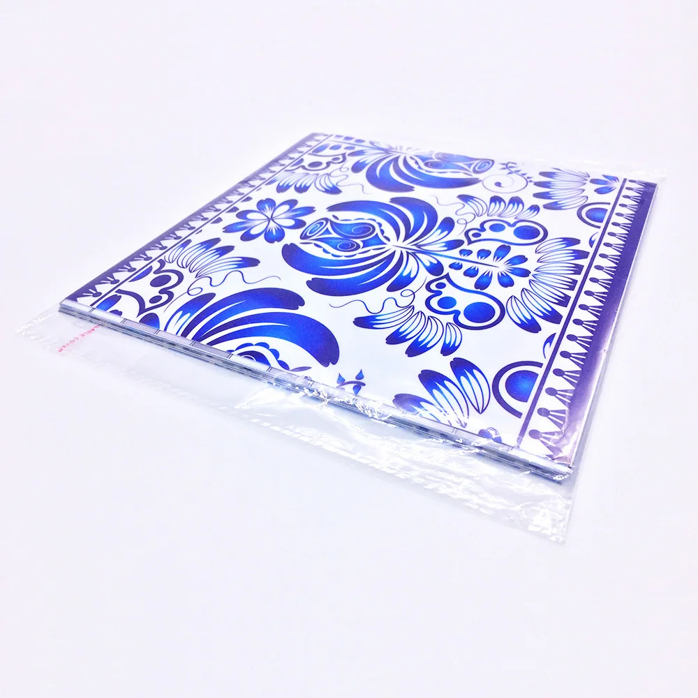 Funlife Blue&White Porcelain Tiles Sticker,Waterproof Bathroom Stickers Self Adhesive Kitchen Wall Stickers Retro Home Decor
