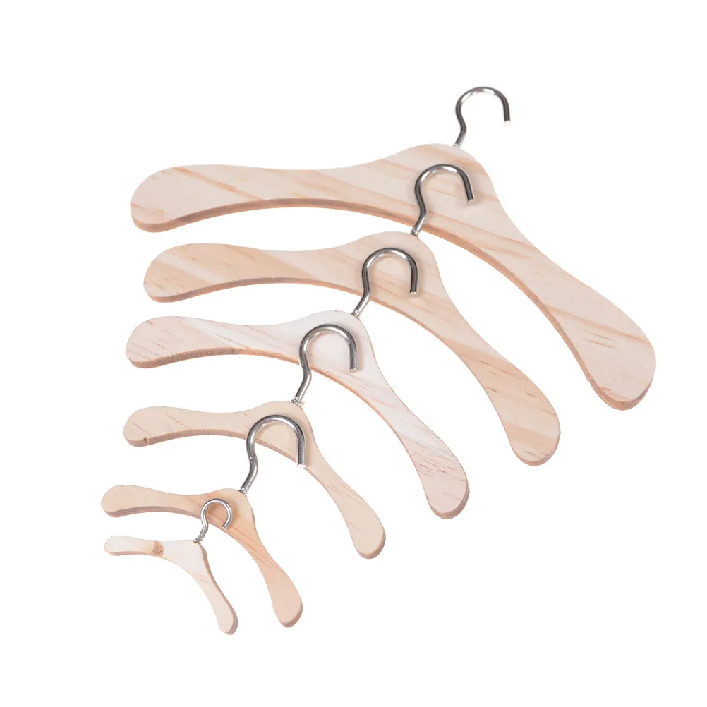 Wooden Hangers Dress Clothes Accessories For Barbie Doll Dollhouse